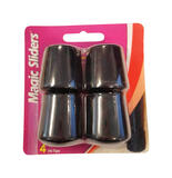 Magic Sliders Rubber Leg Tip Black Round 1-1/8 in. W 4 pk