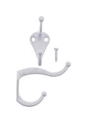 Ace 3 in. L White Metal Small Coat and Hat Hook 2 pk White