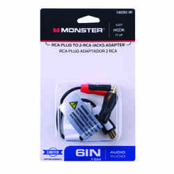 Monster Cable Adapter Cable Converts RCA Male Plug to 2-RCA Female Plugs Gold Card