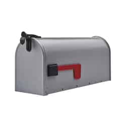 Gibraltar Standard Ribbed Galvanized Steel Post Mounted Gray Mailbox 9-1/2 in. H x 9-1/2 in. H
