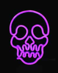 Celebrations Neon Skull Halloween Decoration Metal/Glass Purple 1 pk