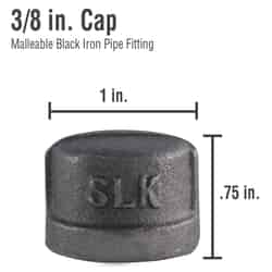 Pipe Decor 3/8 in. FIP Black Malleable Iron Cap No