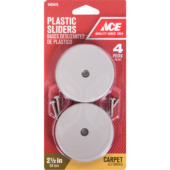 Ace Plastic Slide Glide Off-White Round 2-1/2 in. W 4 pk