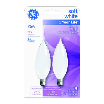 GE Lighting 25 watts CA10 Incandescent Bulb 215 lumens Soft White 4 pk Decorative