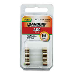 Jandorf AGC 0.5 amps 250 volt Glass Fast Acting Fuse 4 pk