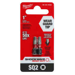 Milwaukee SHOCKWAVE Square #2 x 1 in. L Screwdriver Bit Steel 1/4 in. 2 pc. Impact Duty Hex