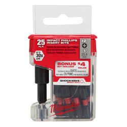 Milwaukee SHOCKWAVE Phillips 1 in. L x #2 1/4 in. Hex Shank Steel Impact Insert Bit and Bit H