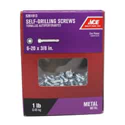 Ace 6-20 Sizes x 3/8 in. L Hex Hex Washer Head Steel Self- Drilling Screws 1 lb. Zinc-Plated