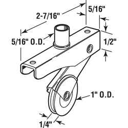 Prime-Line 1 in. D X 1/4 in. L Mill Steel Roller Assembly 2 pk