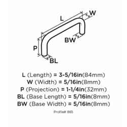 Amerock Wire Oblong Cabinet Pull 3 in. Brushed Chrome 1 pk 3-5/16 in. Dia.