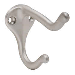 Schlage Satin Nickel Silver Brass Medium Coat and Hat Hook 1 pk 1-3/4 in. L