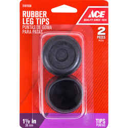 Ace Rubber Leg Tip Black Round 1-1/2 in. W 2 pk