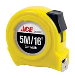 Ace 16 ft. L x 0.75 in. W High Visibility Metric Tape Measure Yellow 1 pk