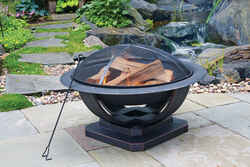 Living Accents Round Wood Fire Pit 24 in. H x 35 in. D x 35 in. W Cast Iron