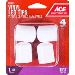 Ace Vinyl Leg Tip White Round 1 in. W 4 pk