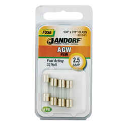 Jandorf AGW 2.5 amps 32 volt Glass Fast Acting Fuse 4 pk