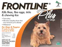 Frontline Plus Liquid Dog Flea and Tick Drops 9.8% Fibronil, 8.8% (S)-methoprene 0.02 oz.