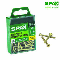 SPAX No. 8 x 1-1/2 in. L Phillips/Square Flat Yellow Zinc Steel Multi-Purpose Screw 25 each