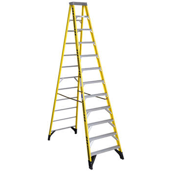 Werner 12 ft. H X 35.5 in. W Fiberglass Step Ladder Type IAA 375 lb. cap.