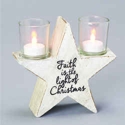 Roman Rustic Star Candleholder Christmas Decoration Resin 1 pk White