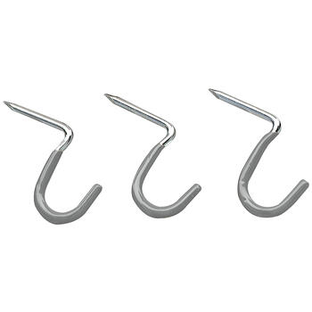 Crawford 2.66 in. L Vinyl Coated Gray Steel Hook 20 lb. Medium Duty Storage 3 pk