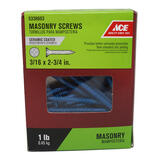 Ace 3/16 in. x 2-3/4 in. L Phillips Flat Head Ceramic Steel Masonry Screws 1 lb. 70 pk