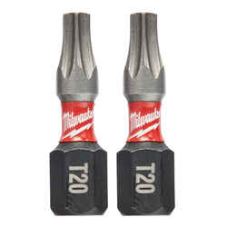 Milwaukee SHOCKWAVE Torx T20 x 1 in. L Impact Duty 1/4 in. Hex Shank 2 pc. Steel Screwdriver