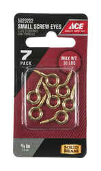 Ace 7/64 in. Dia. x 3/4 in. L Polished Brass Screw Eye 30 lb. 7 pk