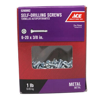 Ace 6-20 Sizes x 3/8 in. L Phillips Pan Head Zinc-Plated Steel Self- Drilling Screws 1 lb.