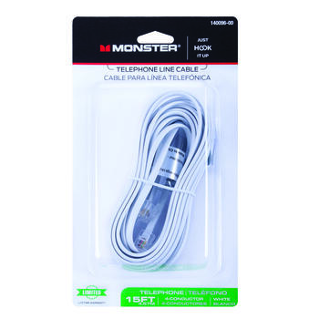 Monster Cable 15 ft. L Modular Telephone Line Cable White