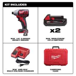 Milwaukee M18 18 V 1.5 amps 1/4 in. Cordless Brushed Impact Driver Kit (Battery & Charger)