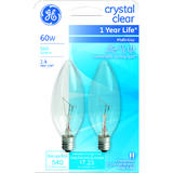 GE Lighting 60 watts B10 Incandescent Light Bulb 540 lumens White (Clear) 2 pk Blunt Tip