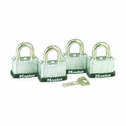 Master Lock 15/16 in. H x 13/16 in. W x 1-1/2 in. L Laminated Steel Warded Locking Padlock 4 Ke