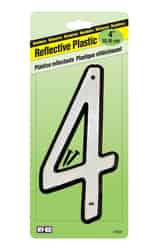 Hy-Ko 4 in. Reflective White Plastic Nail-On Number 4 1 pc.