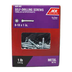 Ace 1 in. L x 8-18 Sizes Hex Zinc-Plated Hex Washer Head Self- Drilling Screws 1 lb. Steel