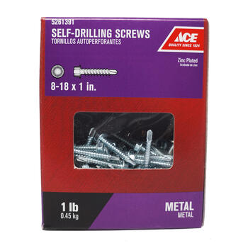 Ace 1 in. L x 8-18 Sizes Hex Zinc-Plated Hex Washer Head Self- Drilling Screws 1 lb. Steel