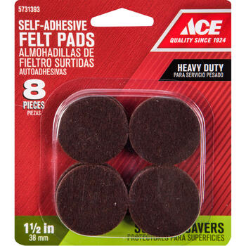 Ace Felt Self Adhesive Pad Brown Round 1-1/2 in. W 8 pk