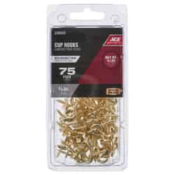 Ace Small Bright Brass 0.3125 in. L 10 lb. 75 pk Cup Hook Brass
