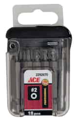 Ace Square Recess 2 in. L x #2 in. 1/4 in. Screwdriver Bit S2 Tool Steel Quick-Change Hex Shank