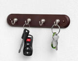 Spectrum Satin Brown/Silver Steel/Wood 8-1/2 in. L 4-Hook Key Rack 1 pk Small