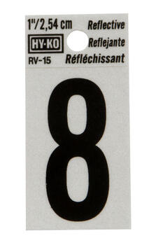 Hy-Ko 1 in. Reflective Vinyl 8 Number Self-Adhesive Black