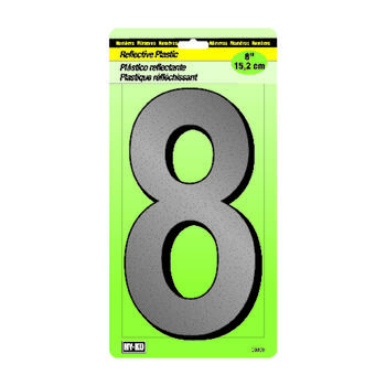 Hy-Ko 6 in. Plastic Reflective 8 Black Nail-On Number