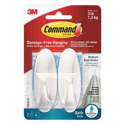 3M Command Medium Plastic Hook 3-1/8 in. L 2 pk