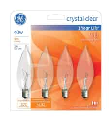 GE Lighting 40 watts CA10 Incandescent Light Bulb 370 lumens White (Clear) Bent Tip 4 pk