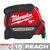 Milwaukee 25 ft. L X 1 in. W Compact Wide Blade Magnetic Tape Measure 1 pk