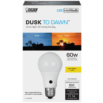 Feit Electric Intellibulb A19 E26 (Medium) LED Dusk to Dawn Bulb Natural Light 60 Watt Equivalence 1