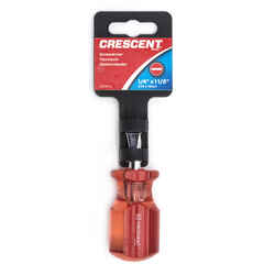 Crescent 1-1/2 in. Slotted 1/4 in. Stubby Screwdriver Metal Red 1 pc.