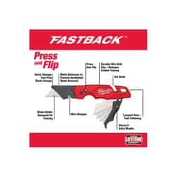 Milwaukee Fastback 6-3/4 in. Press and Flip Utility Knife Red 1 pc