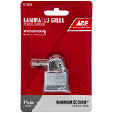 Ace 15/16 in. H x 11/16 in. L x 1-1/4 in. W Laminated Steel Warded Locking Padlock 1 pk