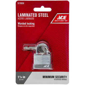 Ace 15/16 in. H x 11/16 in. L x 1-1/4 in. W Laminated Steel Warded Locking Padlock 1 pk